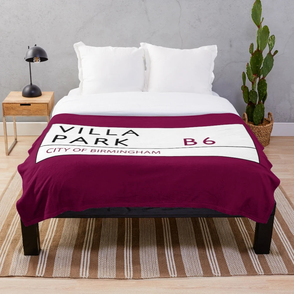 Retro-Inspired Villa Plush Blanket with Aston Villa Football Club Stripes