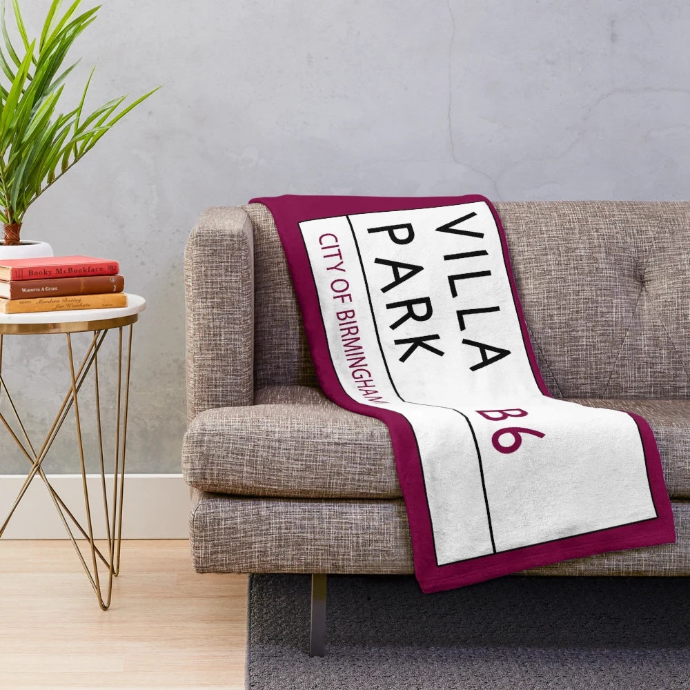 Retro-Inspired Villa Plush Blanket with Aston Villa Football Club Stripes