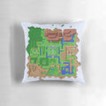 Retro-inspired Zelda pixel map design printed on a soft, comfortable pillow