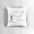 Vintage-style "It's a Wonderful Life" inspired throw pillow featuring George Bailey and the moon