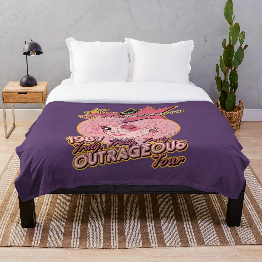 Retro-style Jem and The Holograms inspired plush blanket
