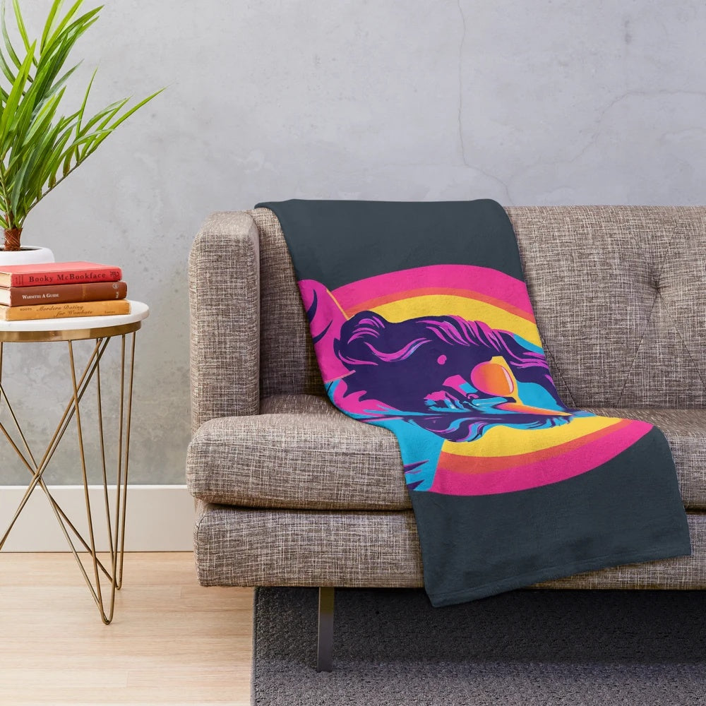 Vibrant and colorful pop art design of a cool Jesus figure with retro sunglasses