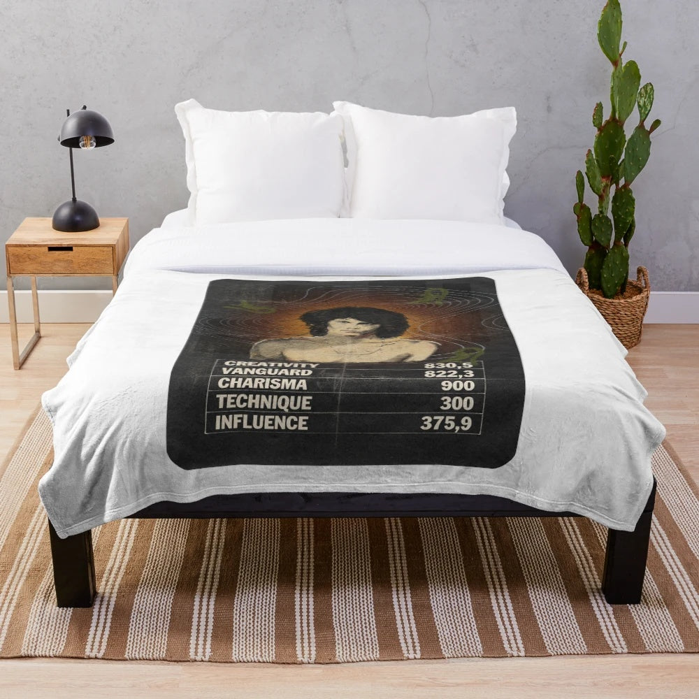Plush blanket featuring a retro-style portrait of legendary music icon Jim Morrison of the band The Doors