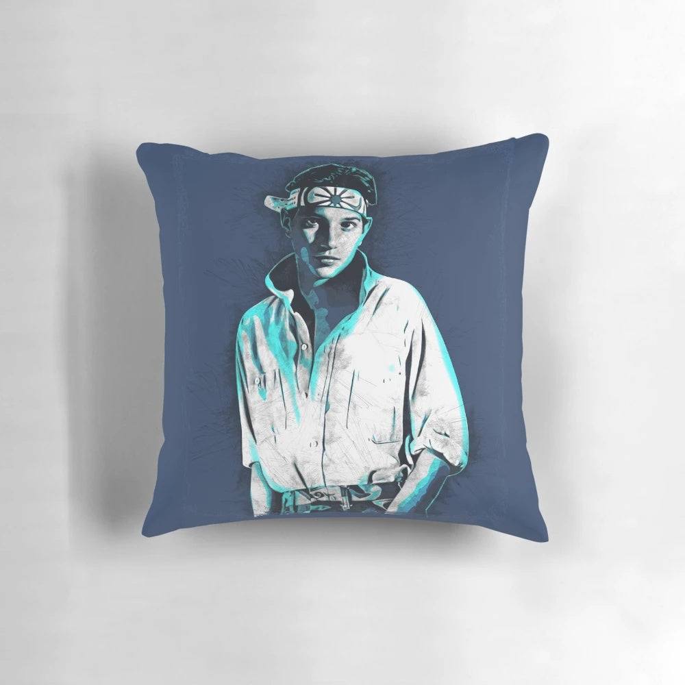 Vintage Karate Kid pillow featuring Ralph Macchio as Daniel LaRusso
