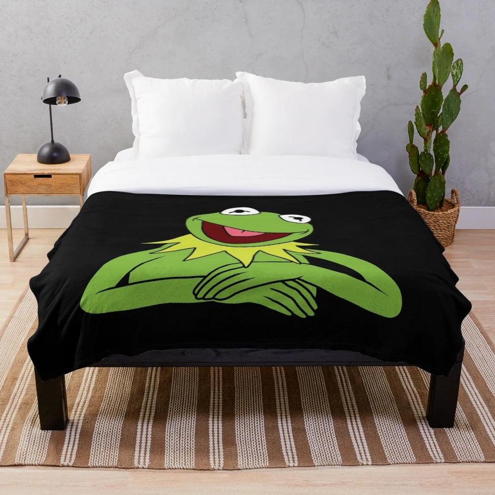 Kermit the Frog inspired plush blanket with a retro muppets design
