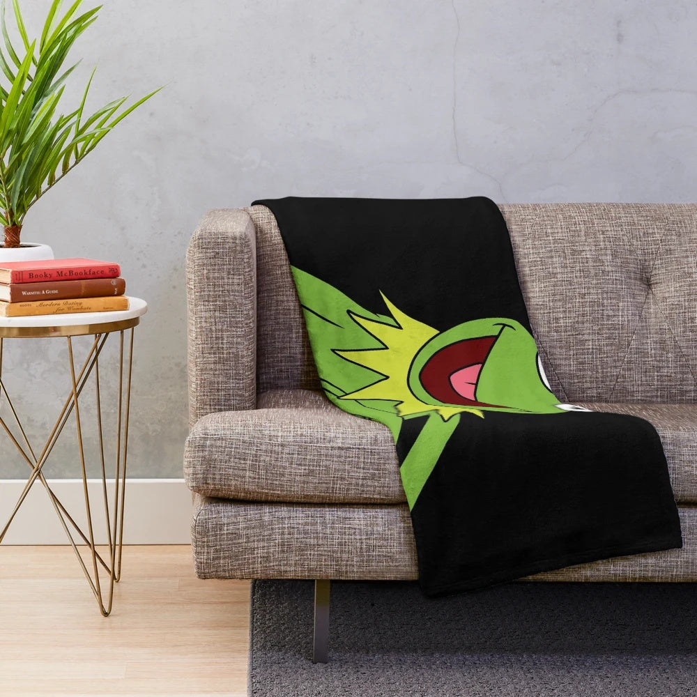 Kermit the Frog inspired plush blanket with a retro muppets design