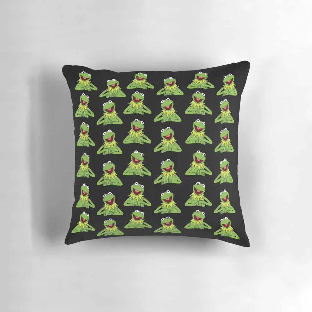 Colorful Kermit the Frog Muppets throw pillow featuring the iconic 70s character