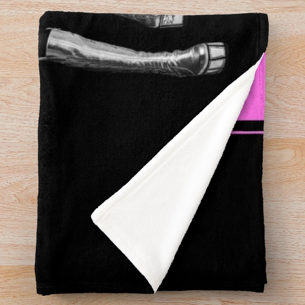 KISS band plush blanket in pink, black and white colors