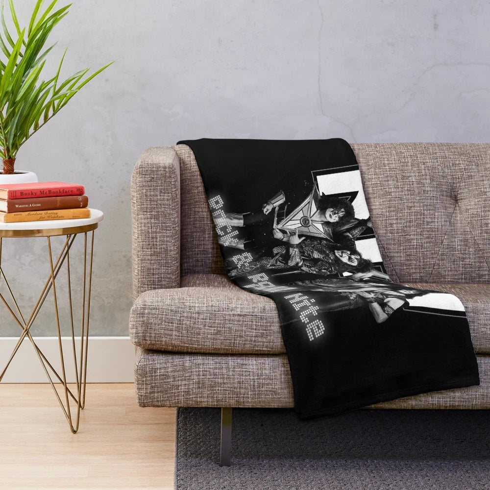 KISS inspired plush blanket in black and white