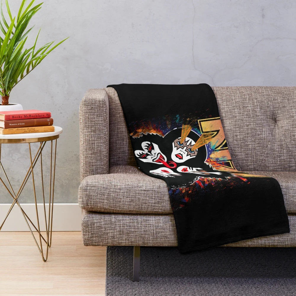 KISS Rock Band Plush Blanket with Iconic Logo