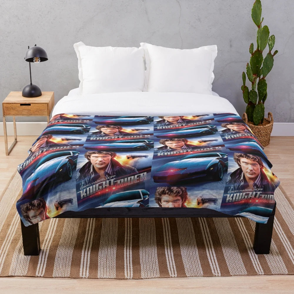 Plush blanket inspired by the 80s TV series KNIGHT RIDER