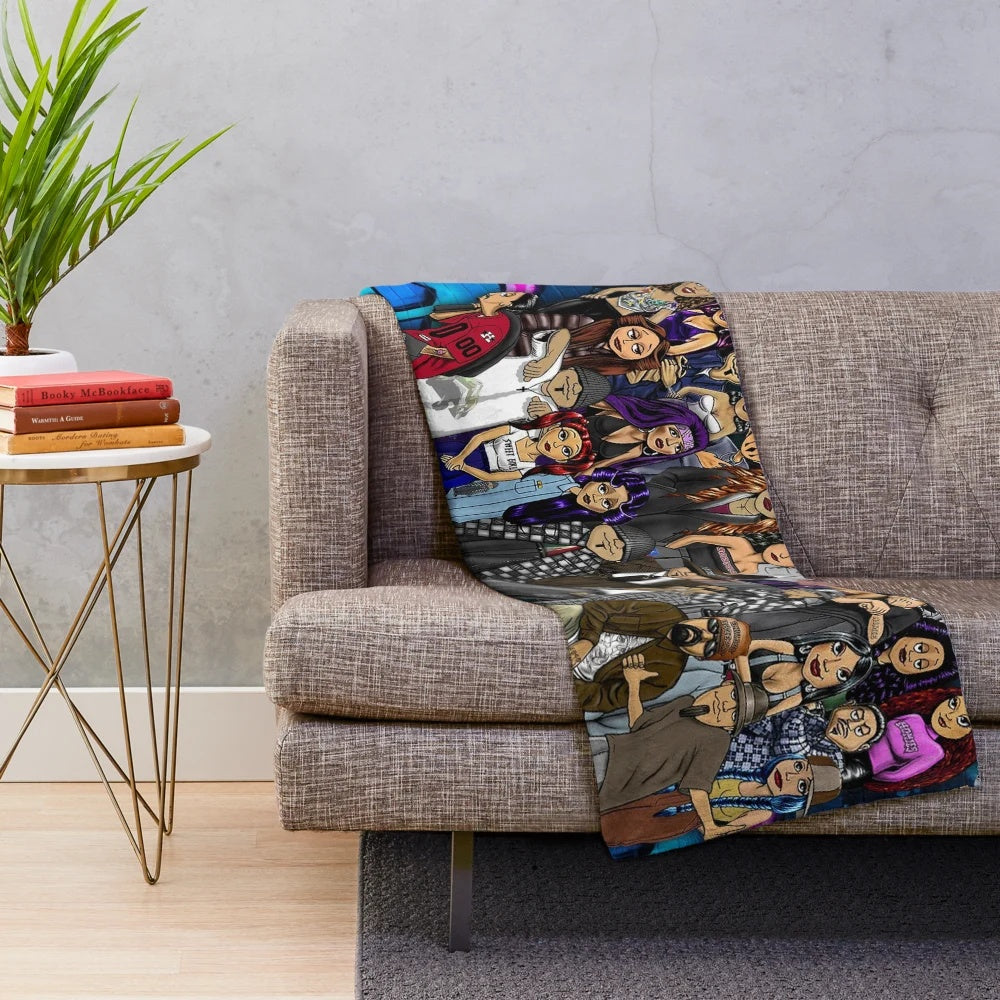 Lil Homies inspired plush blanket featuring retro urban art and Chicano culture