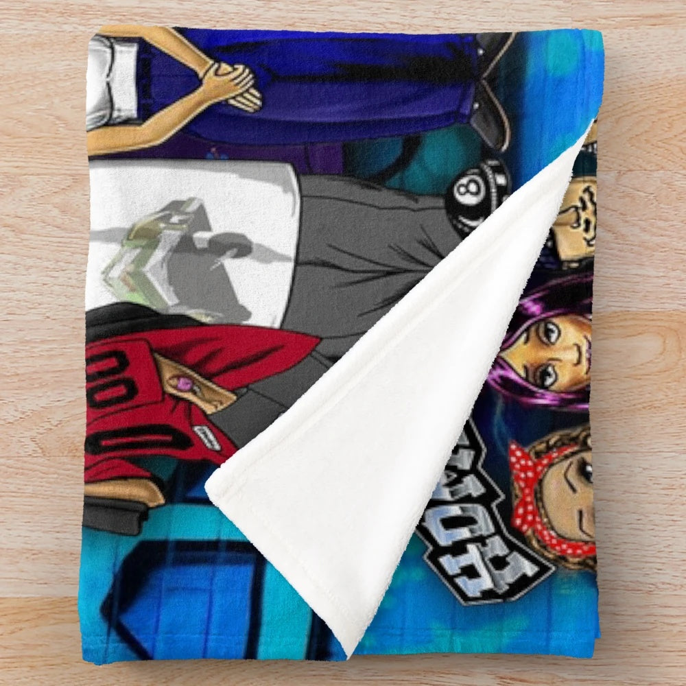 Lil Homies inspired plush blanket featuring retro urban art and Chicano culture