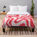 Retro liquid swirl abstract pattern plush blanket in cherry pink