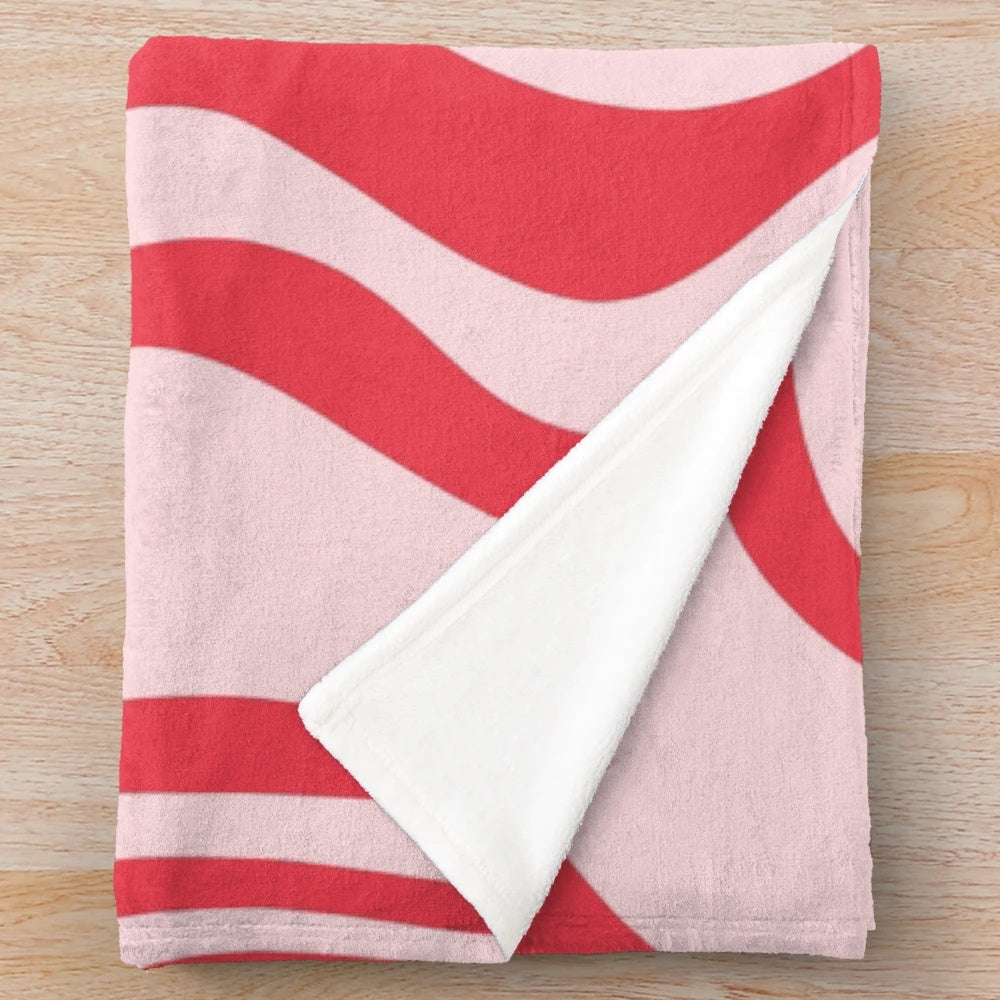Retro liquid swirl abstract pattern plush blanket in cherry pink