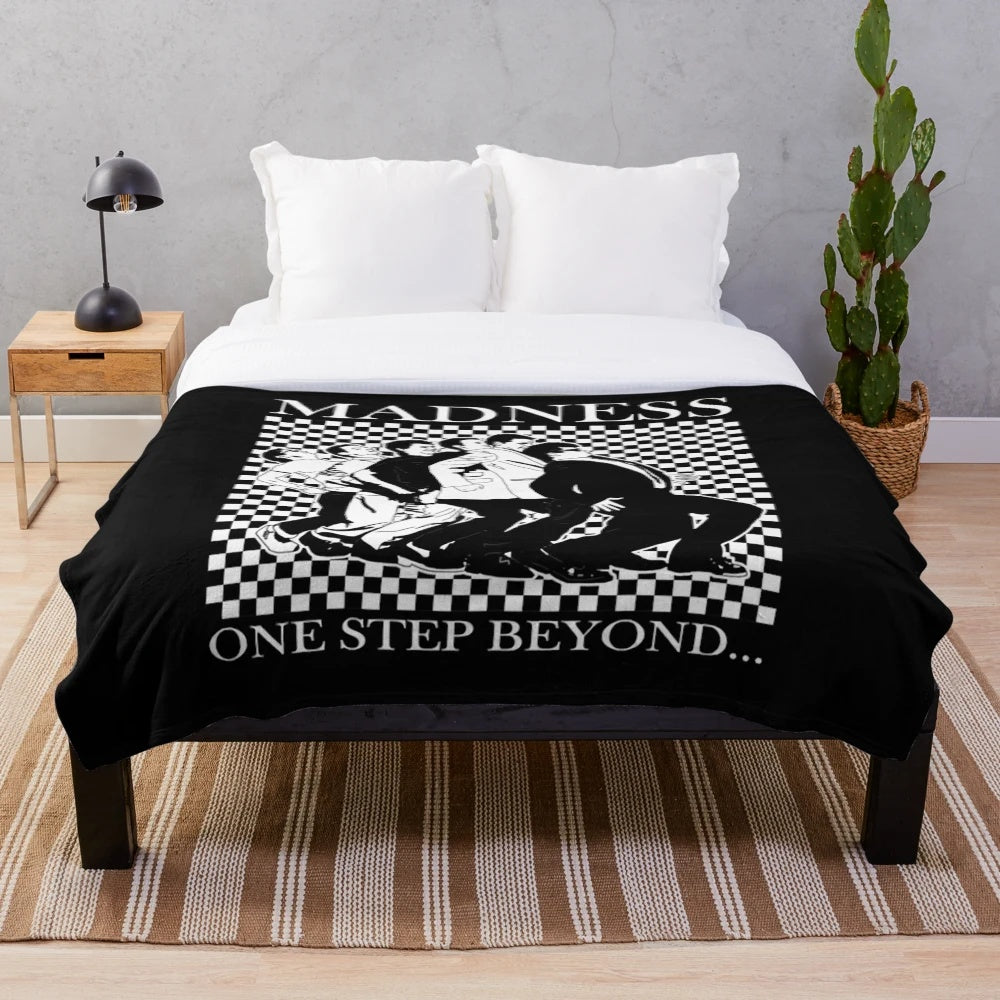 Madness Band Plush Blanket with Vintage Ska Music Aesthetic