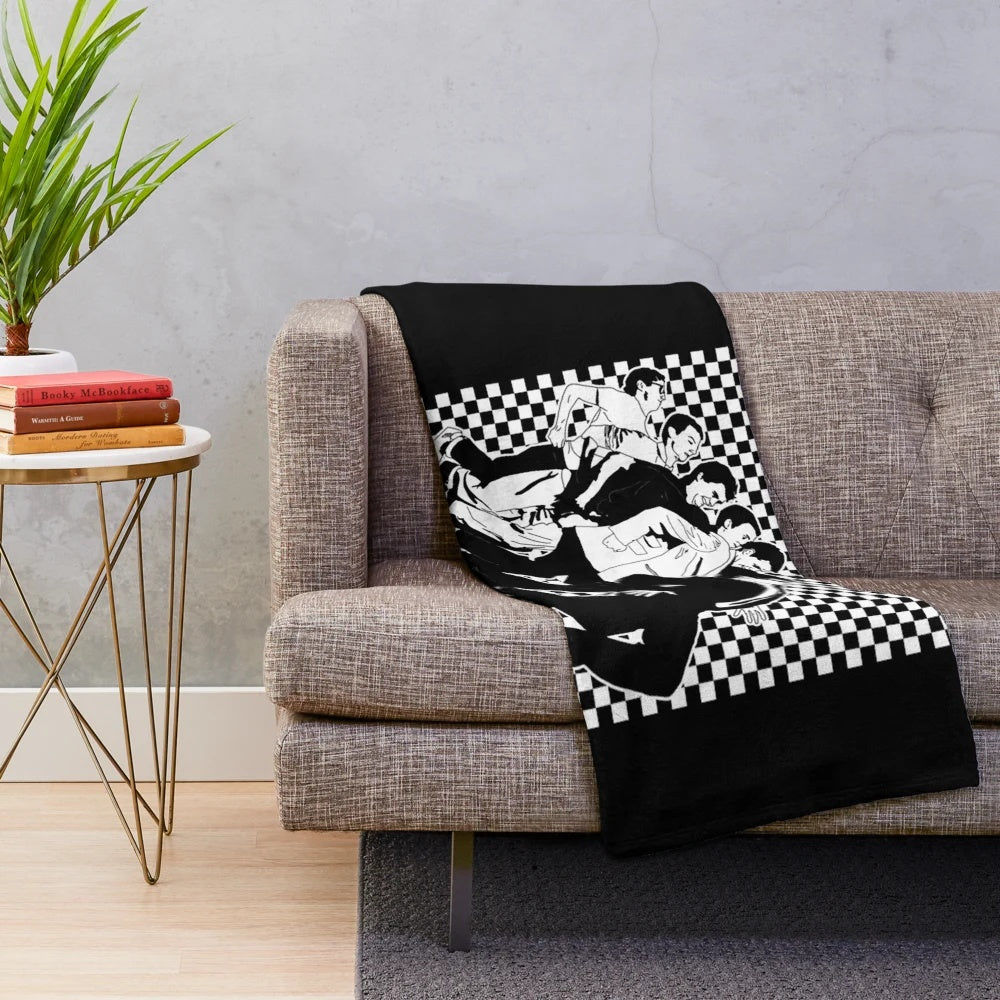 Madness Band Plush Blanket with Vintage Ska Music Aesthetic