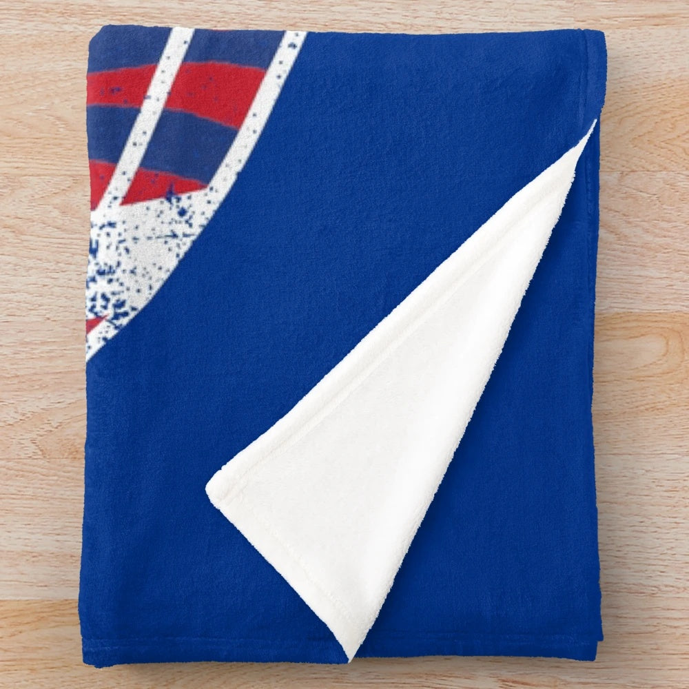 Retro Mafia Bison Football Inspired Blue Plush Blanket