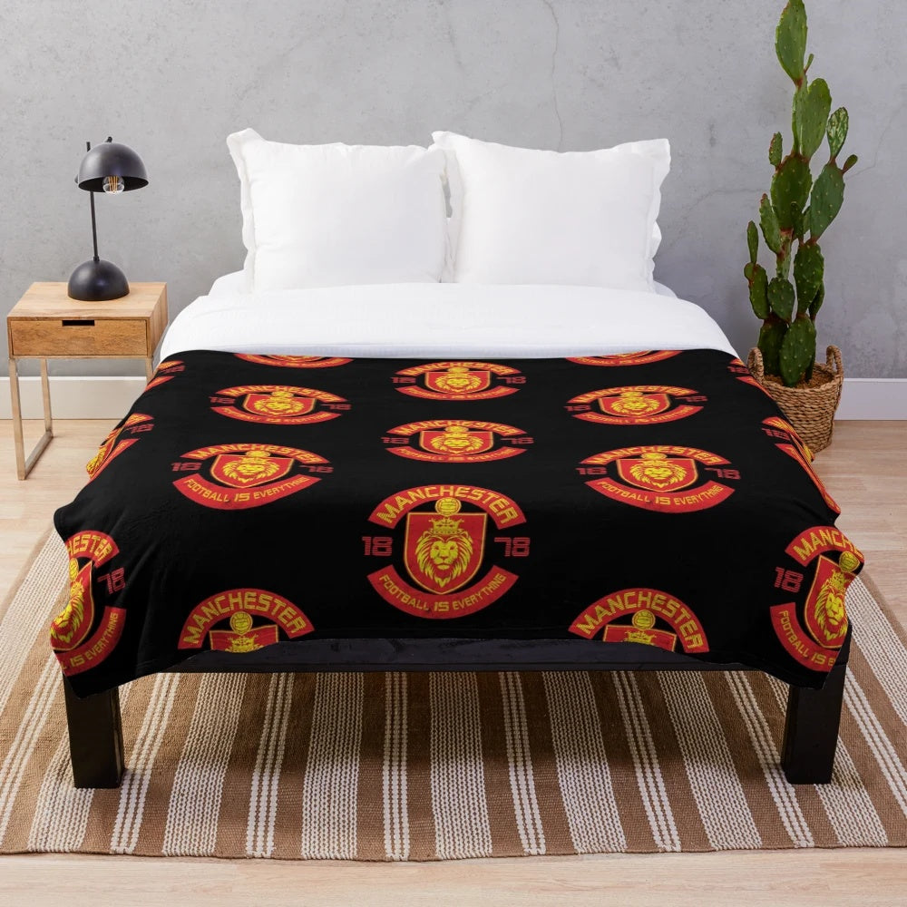 Retro Manchester United Football Plush Blanket