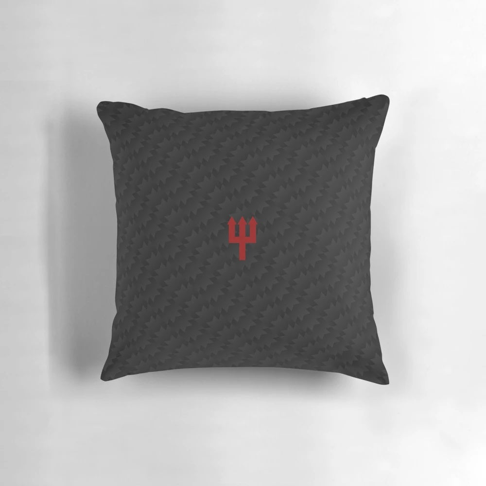 Retro-style Manchester United inspired pillow with classic club symbols and icons