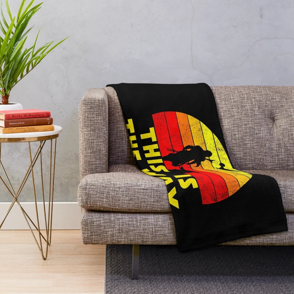 Retro Mandalorian and Baby Yoda Plush Blanket
