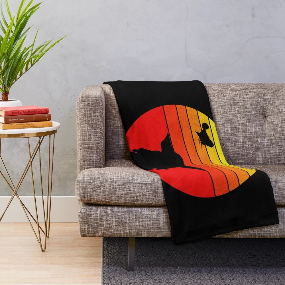 Retro plush blanket featuring Mandalorian-inspired design