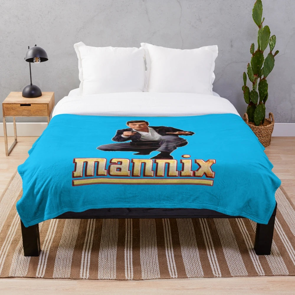 Retro-style plush blanket inspired by the TV series Mannix