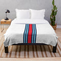 Martini racing stripe plush blanket with retro motorsport design