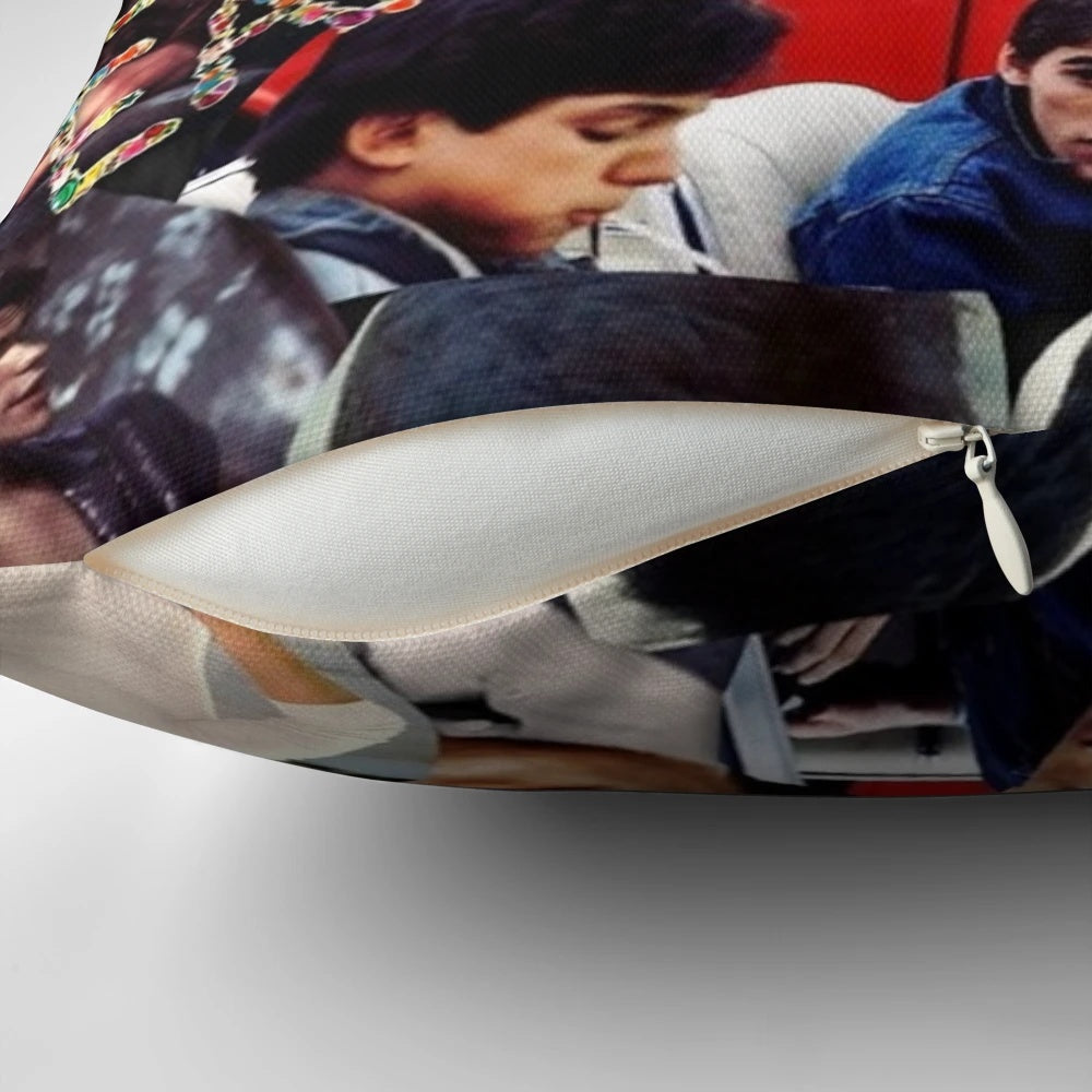 Vintage-inspired collage art pillow featuring actor Matt Dillon from the 1980s film The Outsiders