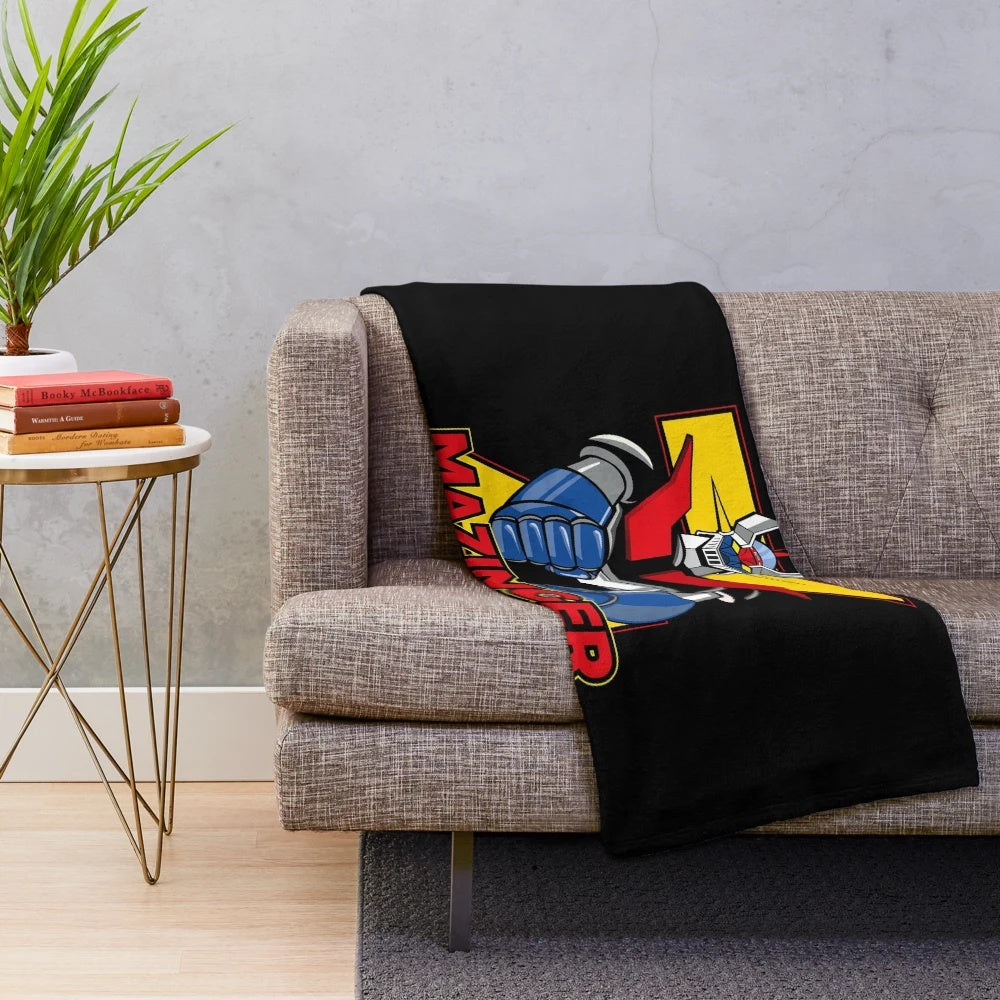 Retro Mazinger Z Plush Blanket - Vintage Robot Anime Memorabilia