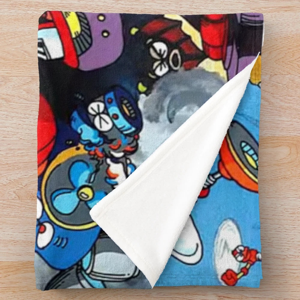 Mega Man 2 inspired plush blanket with retro sprite art