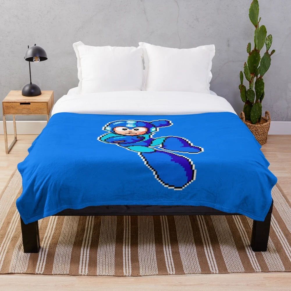 Mega Man pixel art design plush blanket