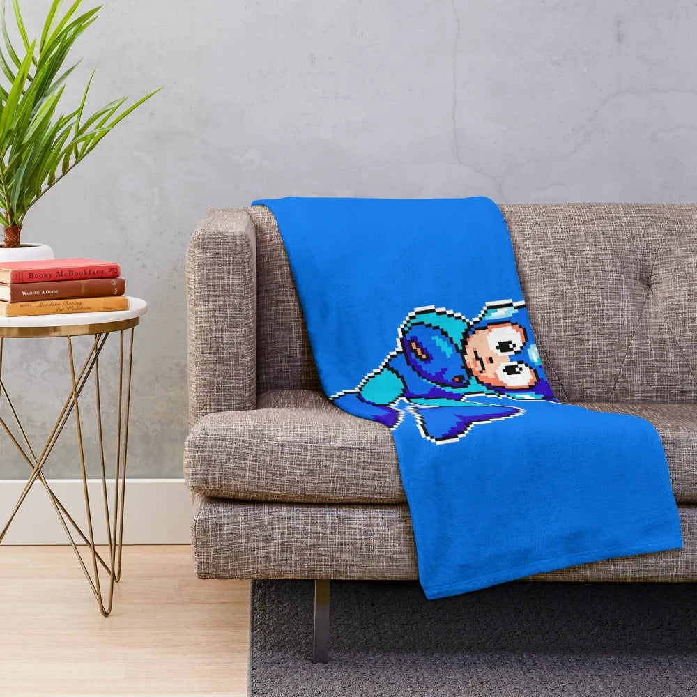 Mega Man pixel art design plush blanket