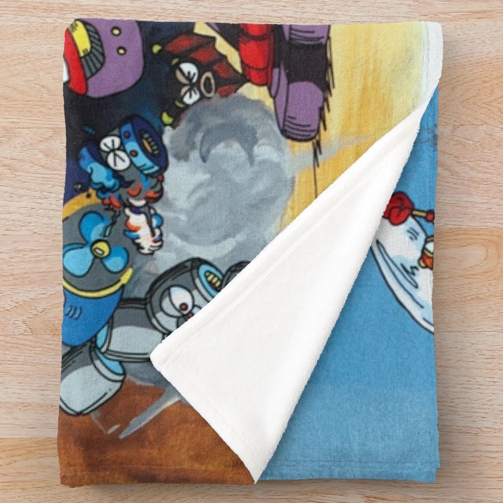 Retro Megaman 2 inspired plush blanket featuring pixel art design