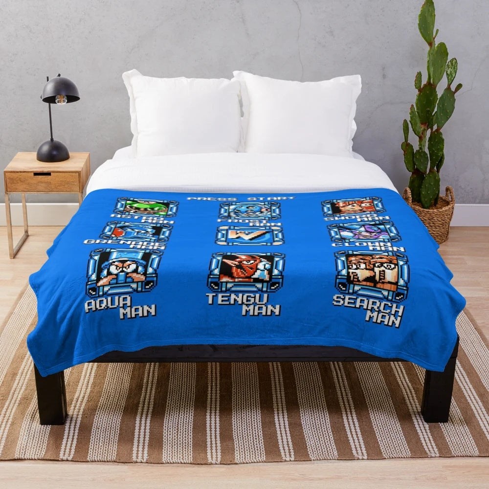 Retro Megaman 8-Bit Stage Select Plush Blanket
