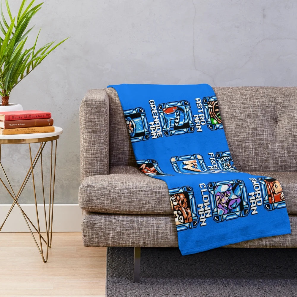 Retro Megaman 8-Bit Stage Select Plush Blanket