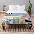 Retro Memphis pattern plush blanket in 80s and 90s inspired abstract design