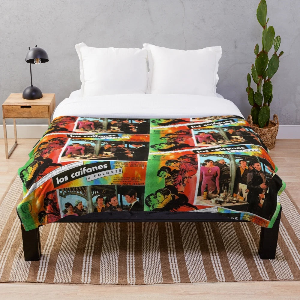 Plush blanket featuring vintage Mexican cinema lobby card design