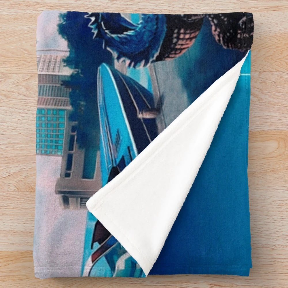 Miami Vice inspired plush blanket with retro 80s design