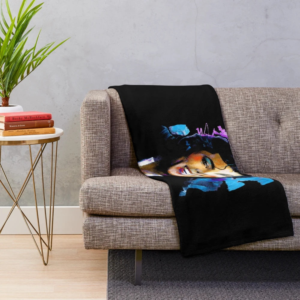 Retro Michael Jackson portrait plush blanket with pop art inspired design