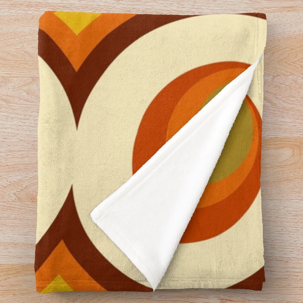 Retro mid century modern 70s style plush geometric pattern blanket