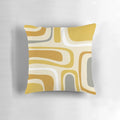 Retro mid-century modern abstract pattern mustard, ochre, and grey decorative throw pillow