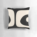 Retro Mid Century Modern Abstract Patterned Pillow in Black and Cream