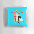 Mid century modern-style Christmas pillow with retro holiday patterns and colors