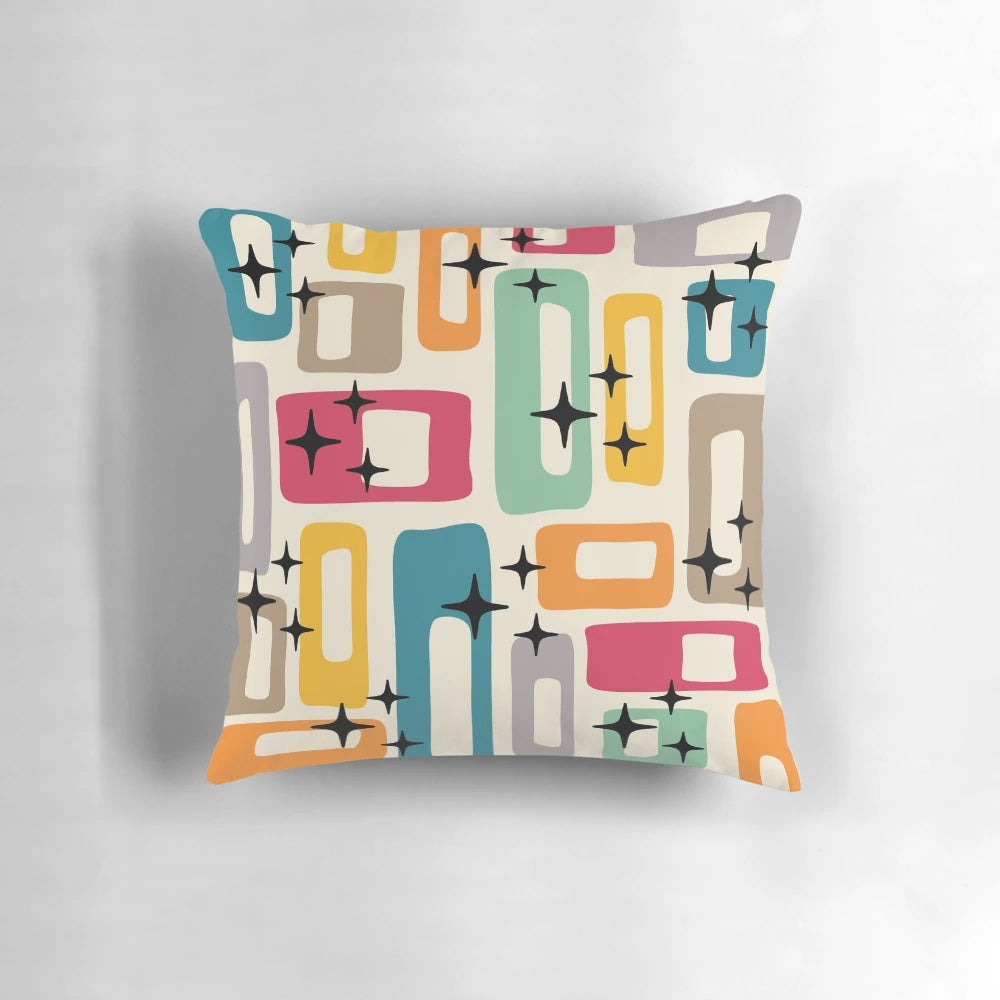Retro Mid Century Modern Geometric Abstract Pattern Pillow