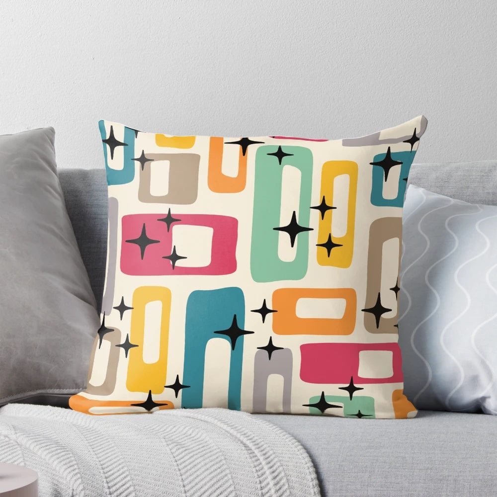 Retro Mid Century Modern Geometric Abstract Pattern Pillow