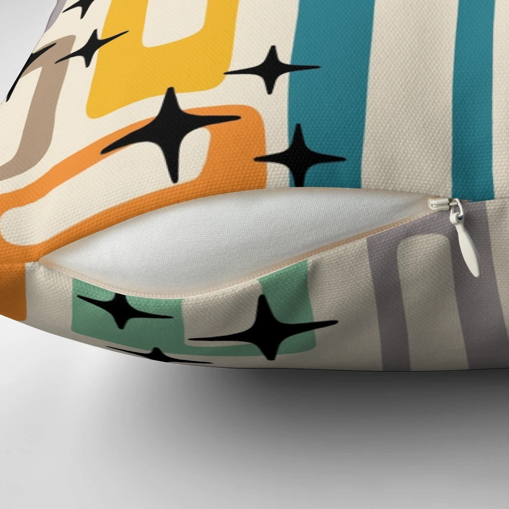 Retro Mid Century Modern Geometric Abstract Pattern Pillow