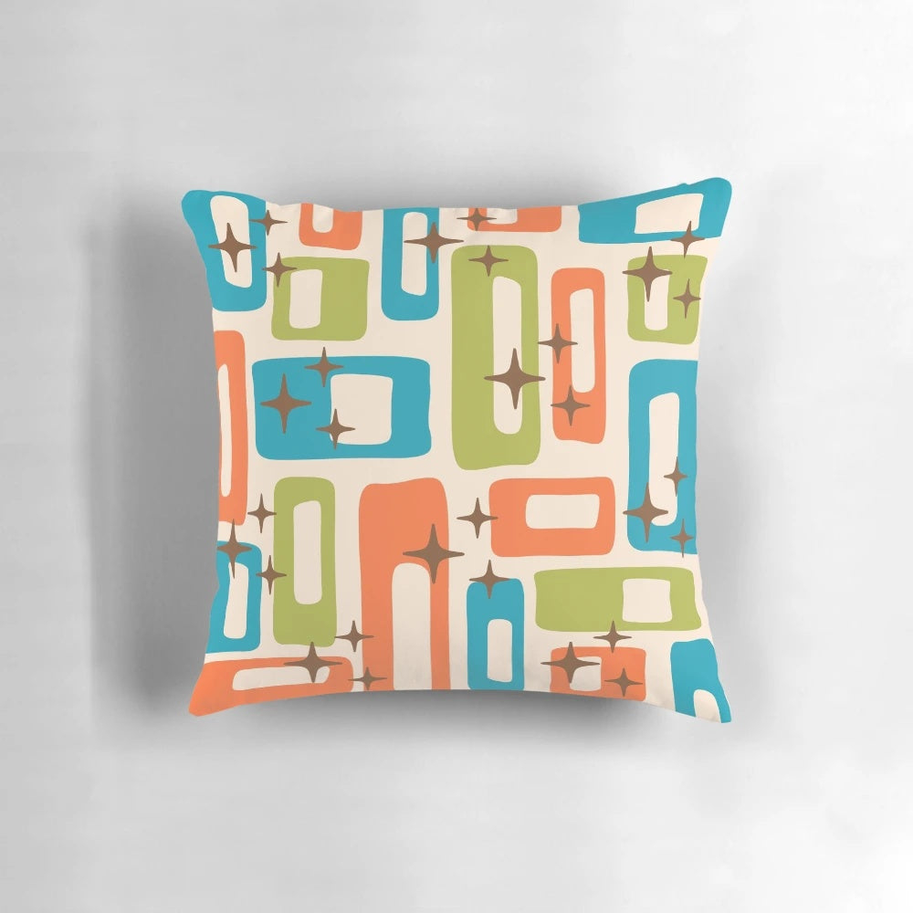 Mid century modern style geometric decorative throw pillow