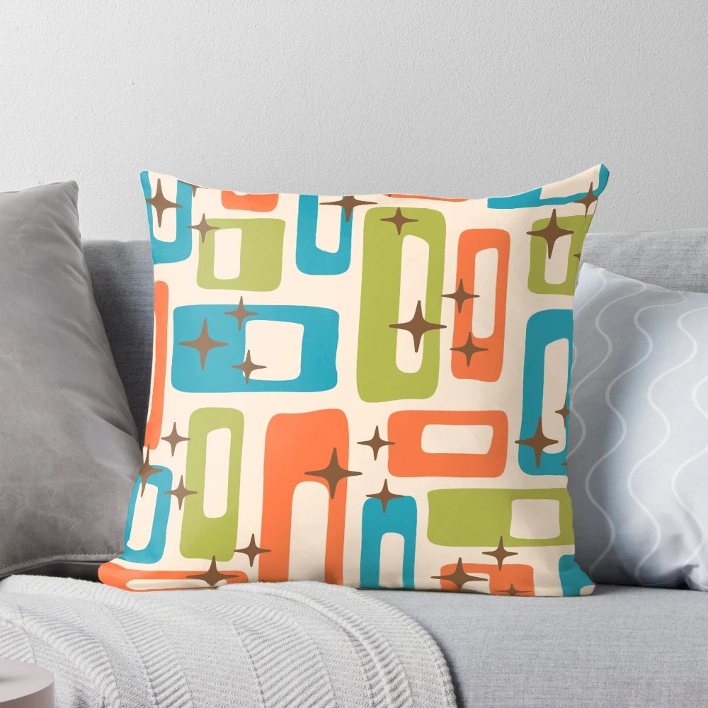 Mid century modern style geometric decorative throw pillow
