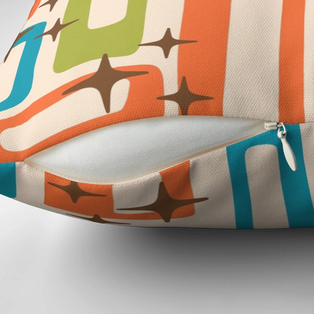 Mid century modern style geometric decorative throw pillow